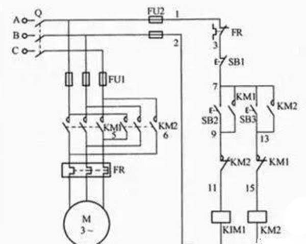 接觸器互鎖電機正反轉(zhuǎn)控制電路接線圖